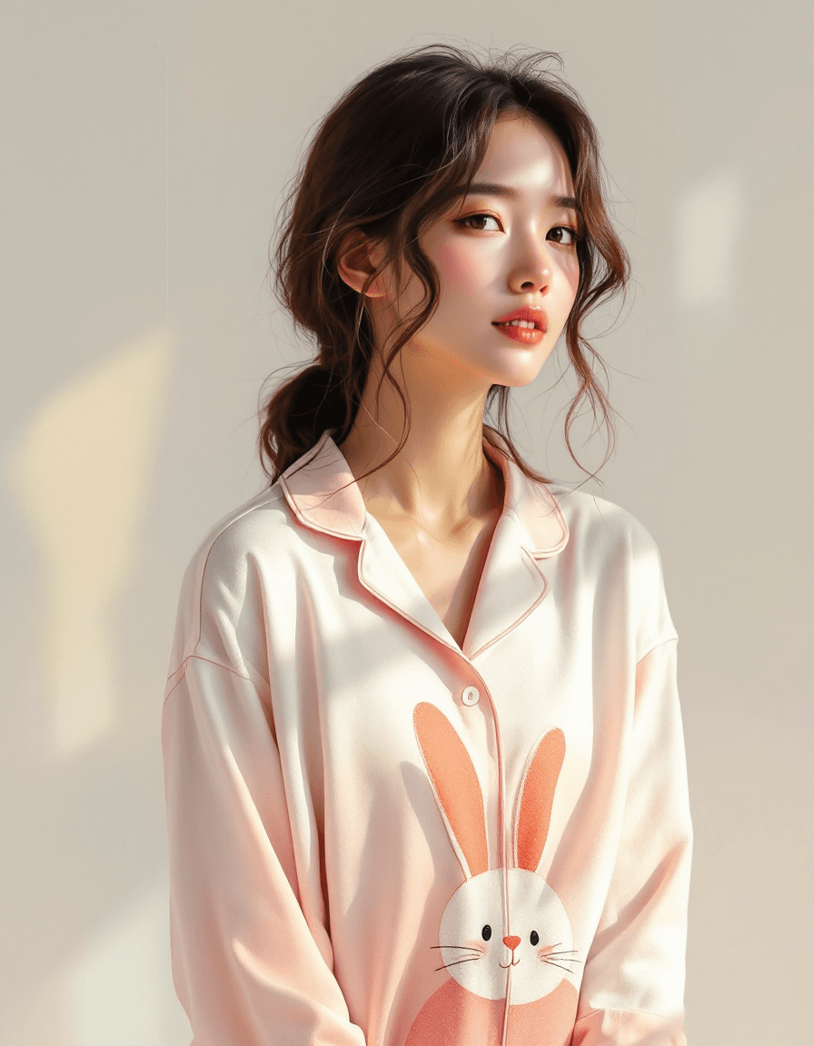 AI generated: An abstract yet realistic contemporary painting of high-quality sleepwear designed with a gentle, ca...