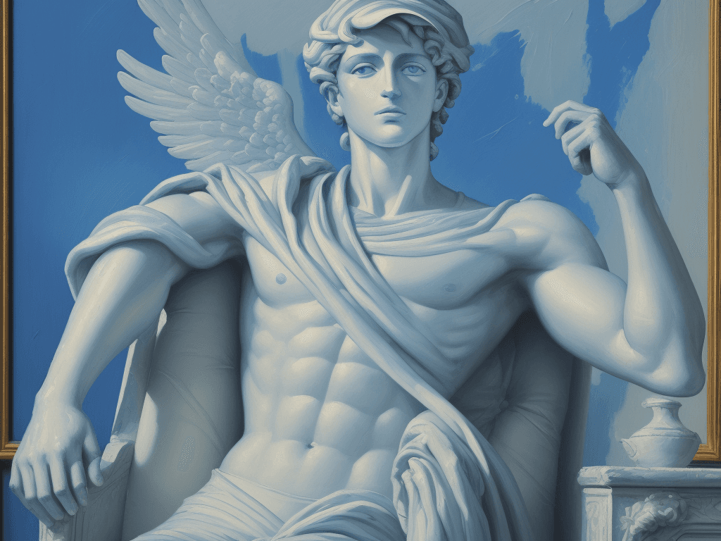 AI generated: the Hermes, impasto technique, oil painting, contemporary era, primarily monochromatic with accents ...