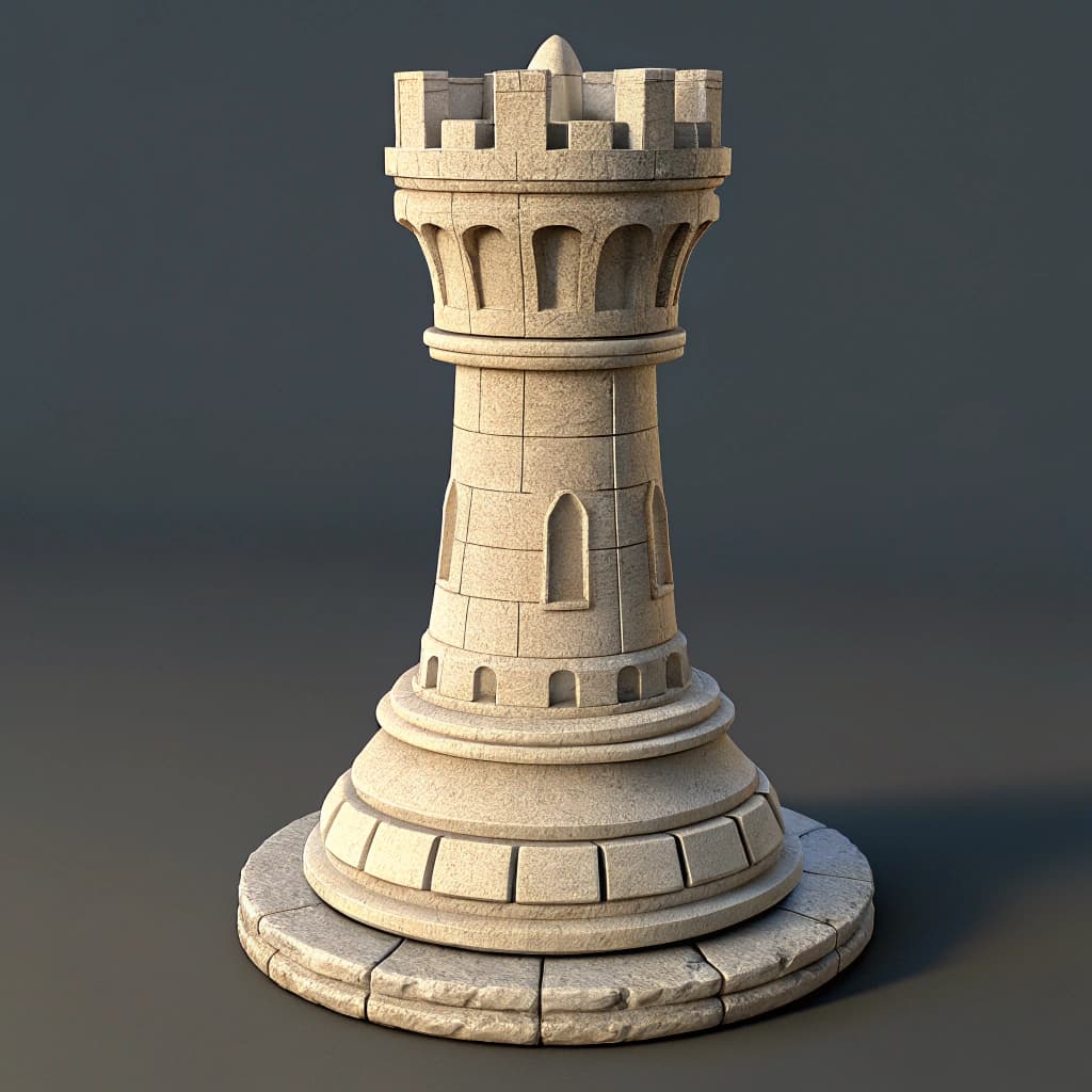 AI generated: create a 3d relief image ROOK piece of chess