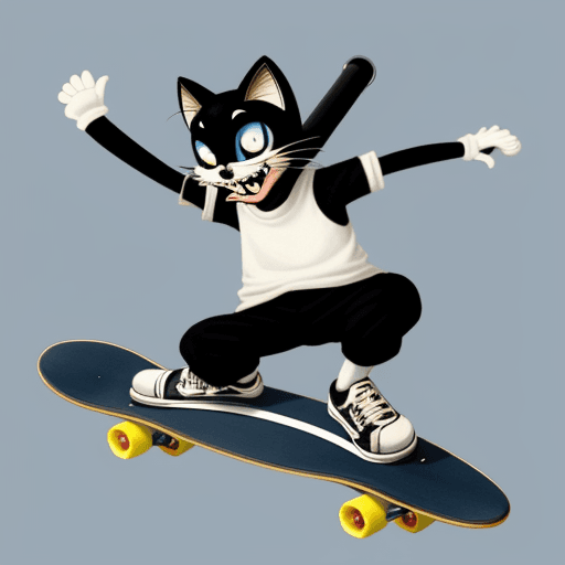 AI generated: felix the cat riding a skateboard