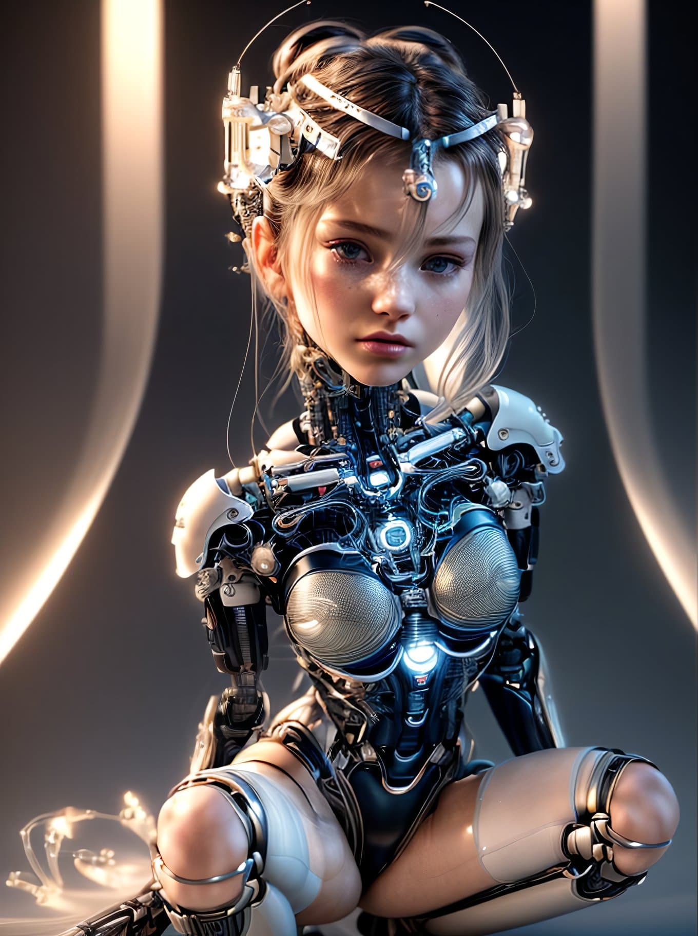 AI generated: complex 3d render ultra detailed of a beautiful porcelain profile woman andriod face,cyborg, robotic...