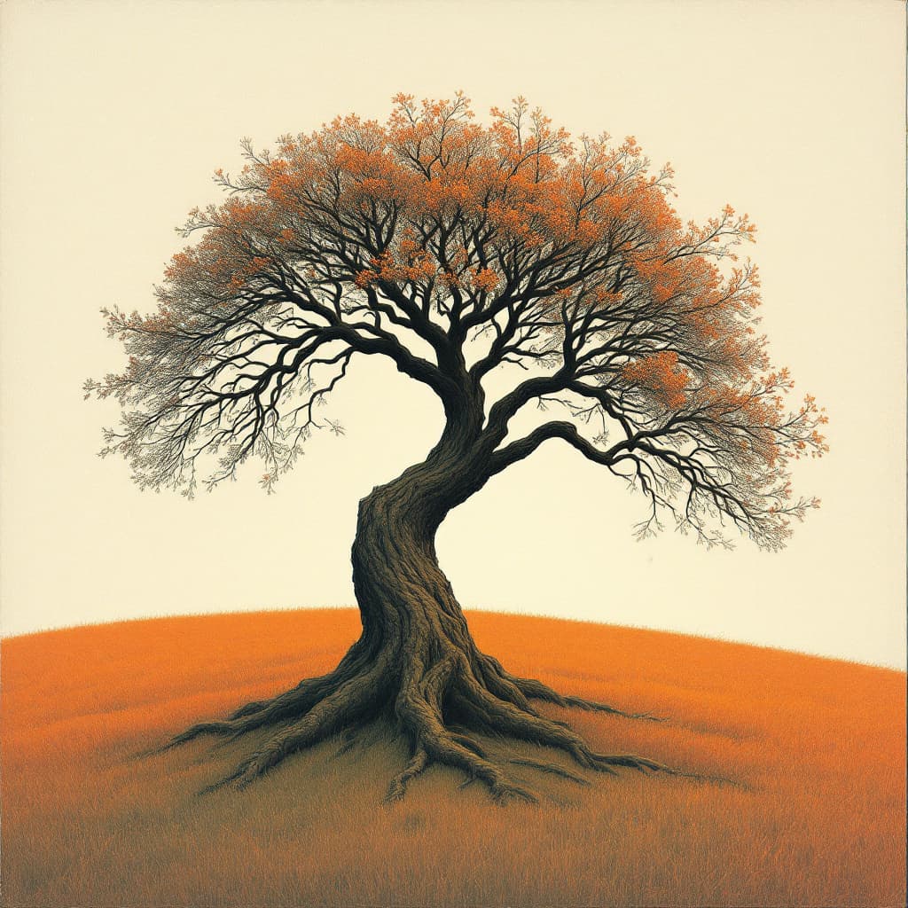 AI generated: Surrealism Simplicity of a tree --ar 68:128 --stylize 750 --v 5.2