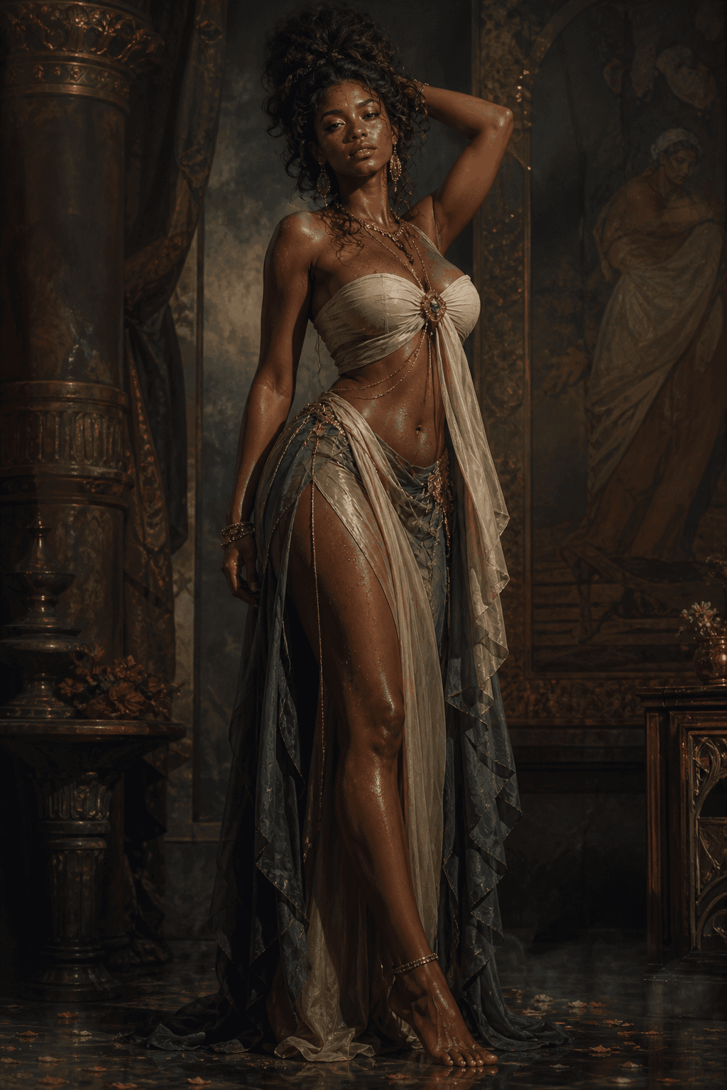 AI generated: woman, (chiaroscuro:1.2) modelshoot style, (extremely detailed CG unity 8k wallpaper), full shot bod...