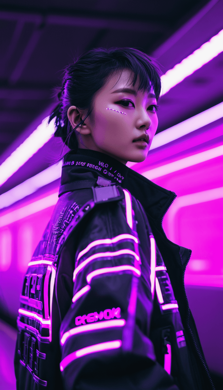 AI generated: Neonpunk style 20-year-old Cinematic Photo of a beautiful  Japanese pop idol fashion model bokeh tra...