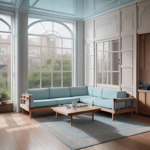 AI generated: High resolution photography interior design, dreamy sunken living room conversation pit, wooden floo...