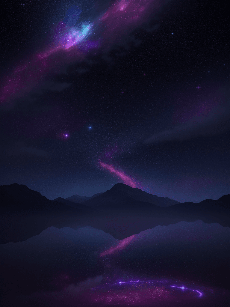 AI generated: A vast and stunning celestial landscape, glowing stars and nebulae swirling across the night sky, mo...