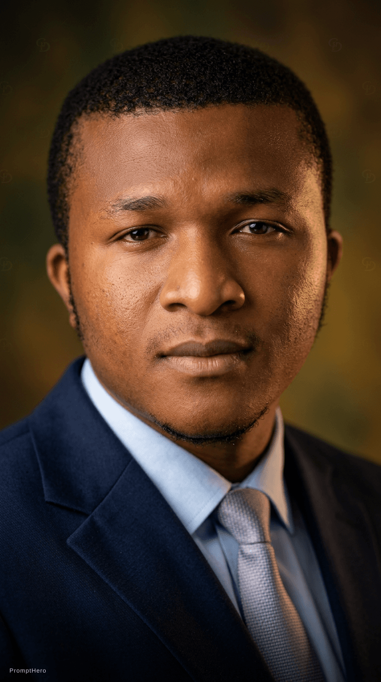 AI generated: Create a close‑up, zoomed‑in portrait of a fictional person with natural skin tones and clean, balan...