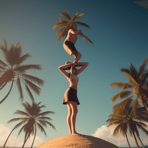 AI generated: High quality, realistic, people standing on their palms, photo, cinematic, 256k