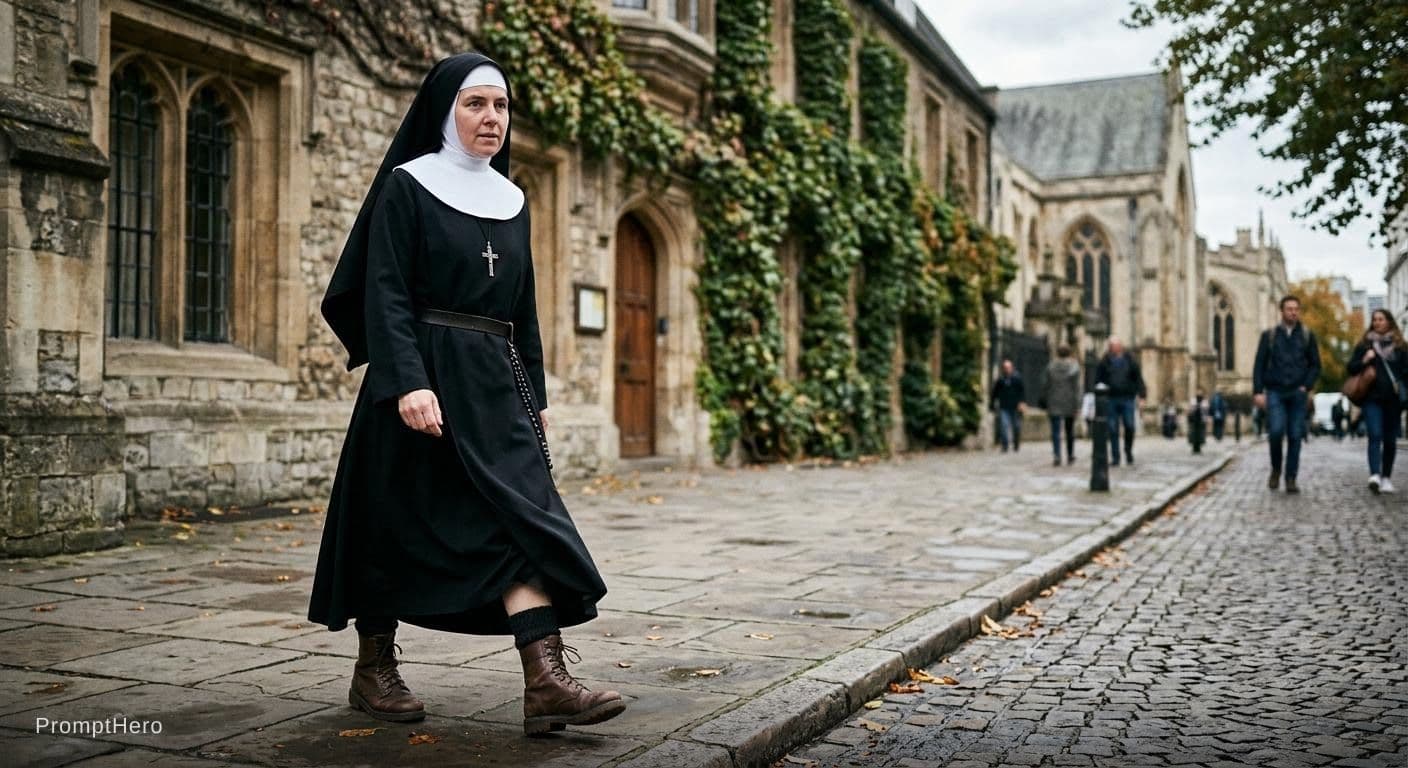 AI generated: nun with boots
