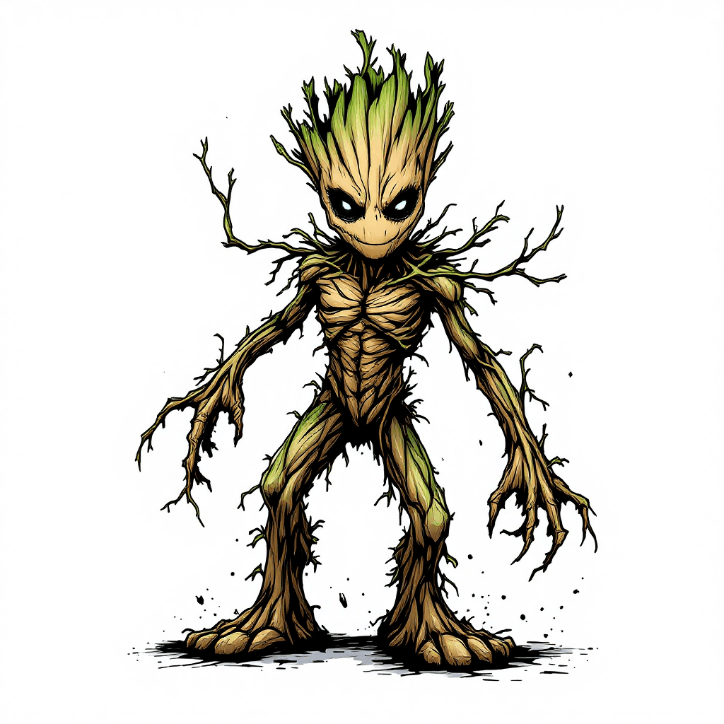 AI generated: groot from marvel in venom style