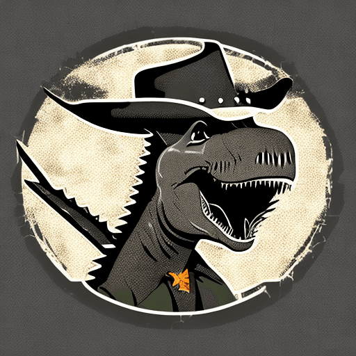 AI generated: Cartoonish Cowboy T-Rex Svg, Cowboy T-Rex Vector, Cartoonish Dinosaur Svg，Wild West Cowboy Rex Svg，T...