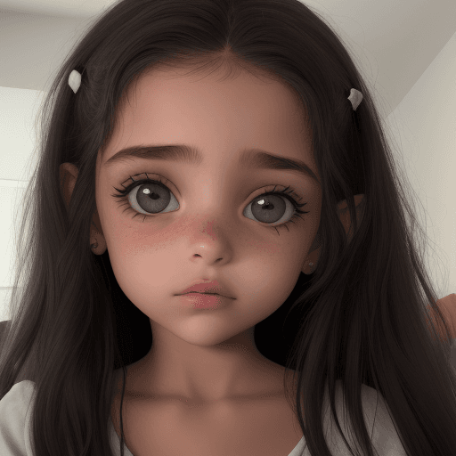 AI generated: una chica de apenas 16 años,  de poca estatura, ella tiene los ojos marrones cautivadores de largas ...