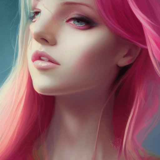 AI generated: a painting of a woman with pink hair, style of charlie bowater, charlie bowater and artgerm, rossdra...