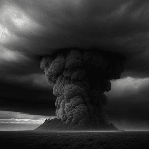 AI generated: A dark cloudy giant epic sky falls over  , epic , 8k , hd , brown, gray, black and white tones , clo...