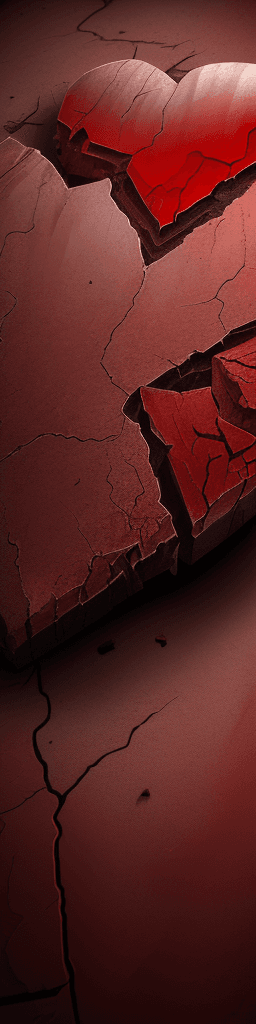 AI generated: broken hearts break bones , red and brown tones . hyper realism, high detail,  8k , hd , 
