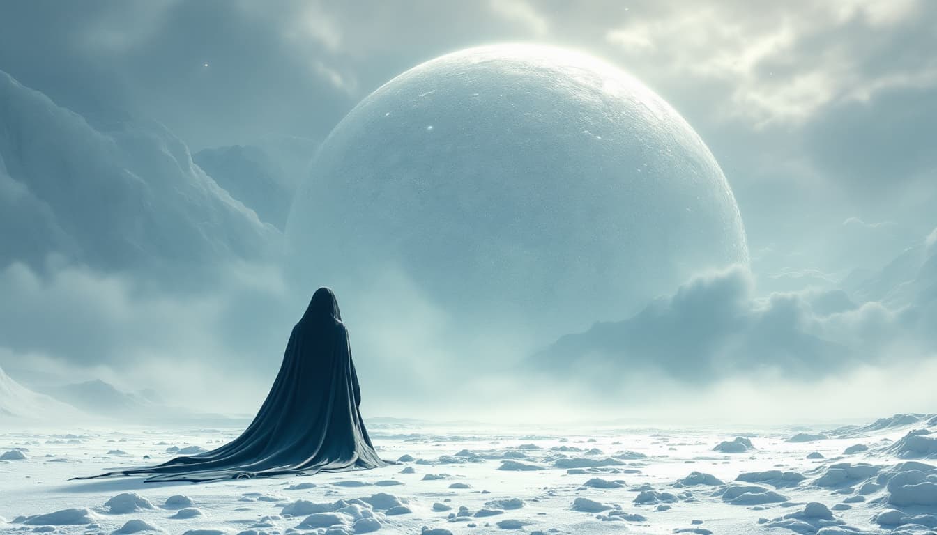 AI generated: Kayako Seki rear view , beautiful huge ass , standing on a white moon-type surface, look far away