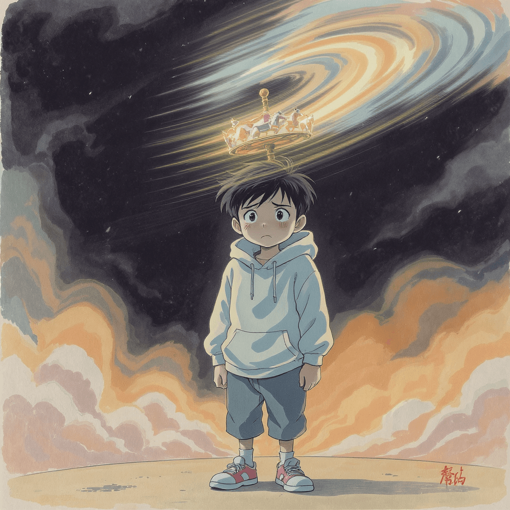 AI generated: the same cartoon boy, same outfit and proportions, full-body view, centered, feet visible.  
The ti...