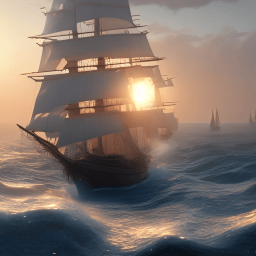 AI generated: Photo of a ultra realistic sailing ship, dramatic light, pale sunrise, cinematic lighting, battered,...