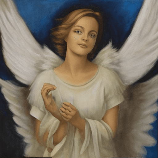 AI generated: an angel with black wings

