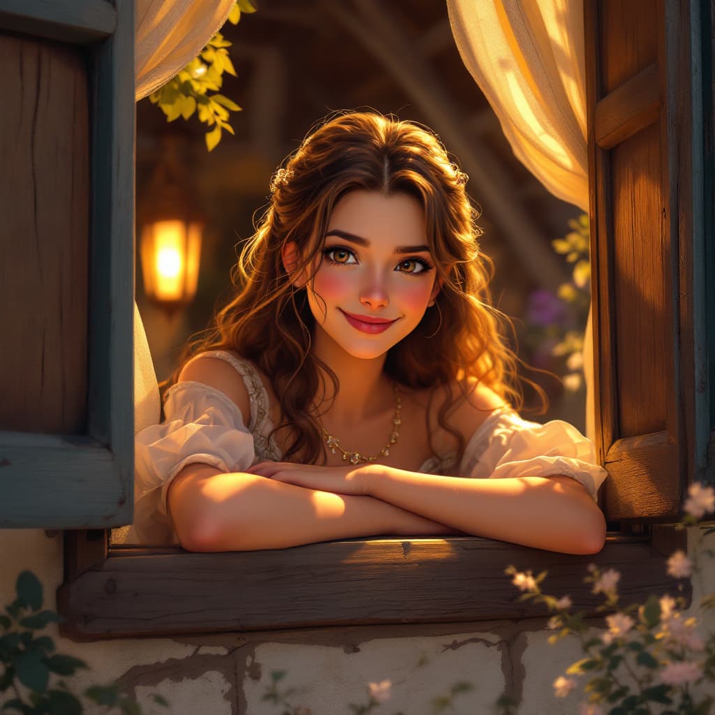 AI generated: Create a anime illustration of a medieval princess.The scene should be captured from a low angle, em...