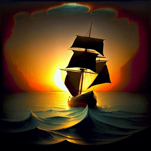 AI generated: a boat sitting in the water during sunset, in the style of agostino arrivabene, calm and serene beau...