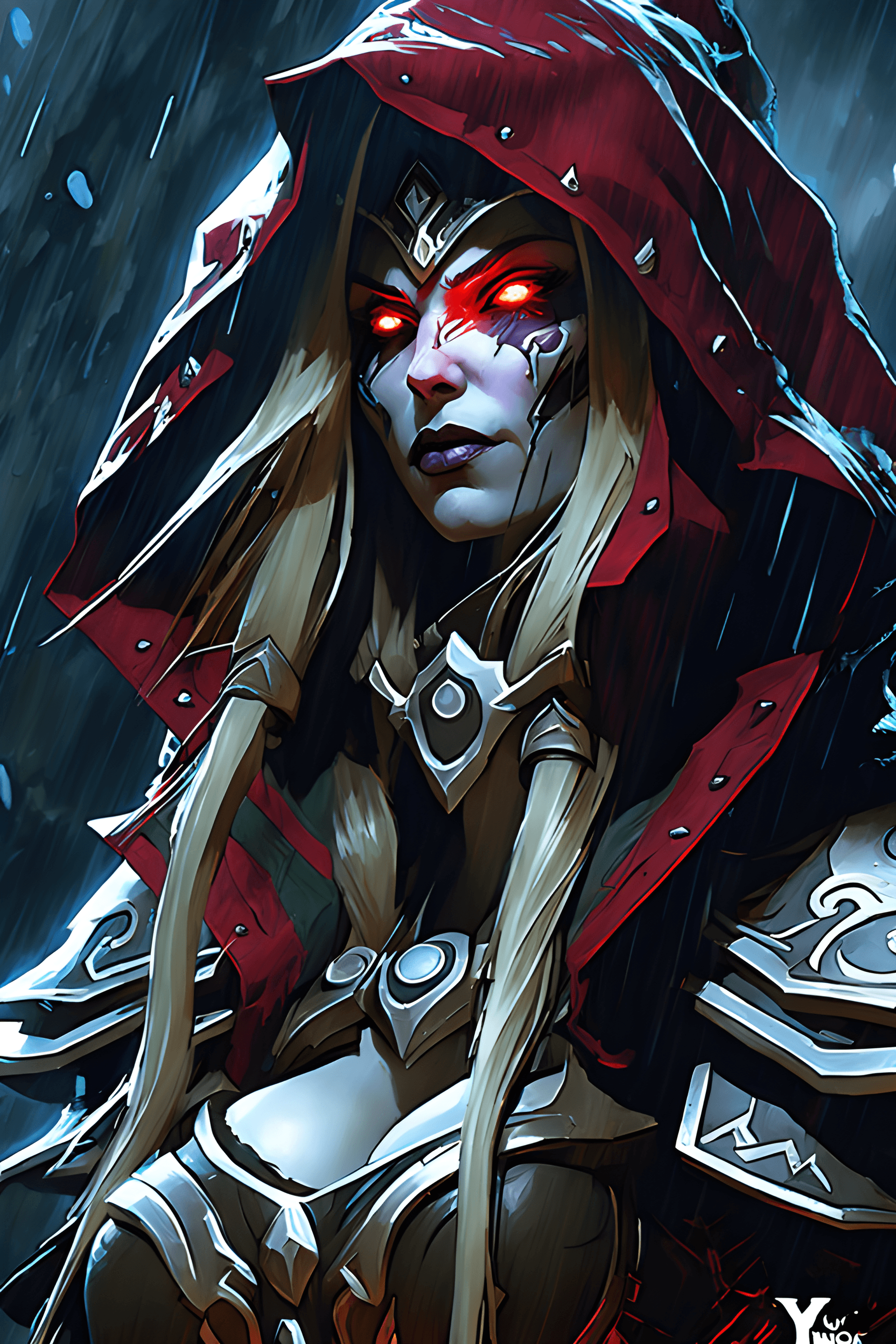 AI generated: Sylvanas Windrunner from world of Warcraft, moon, haunting, hyperrealism, soft lighting, sharp focus...