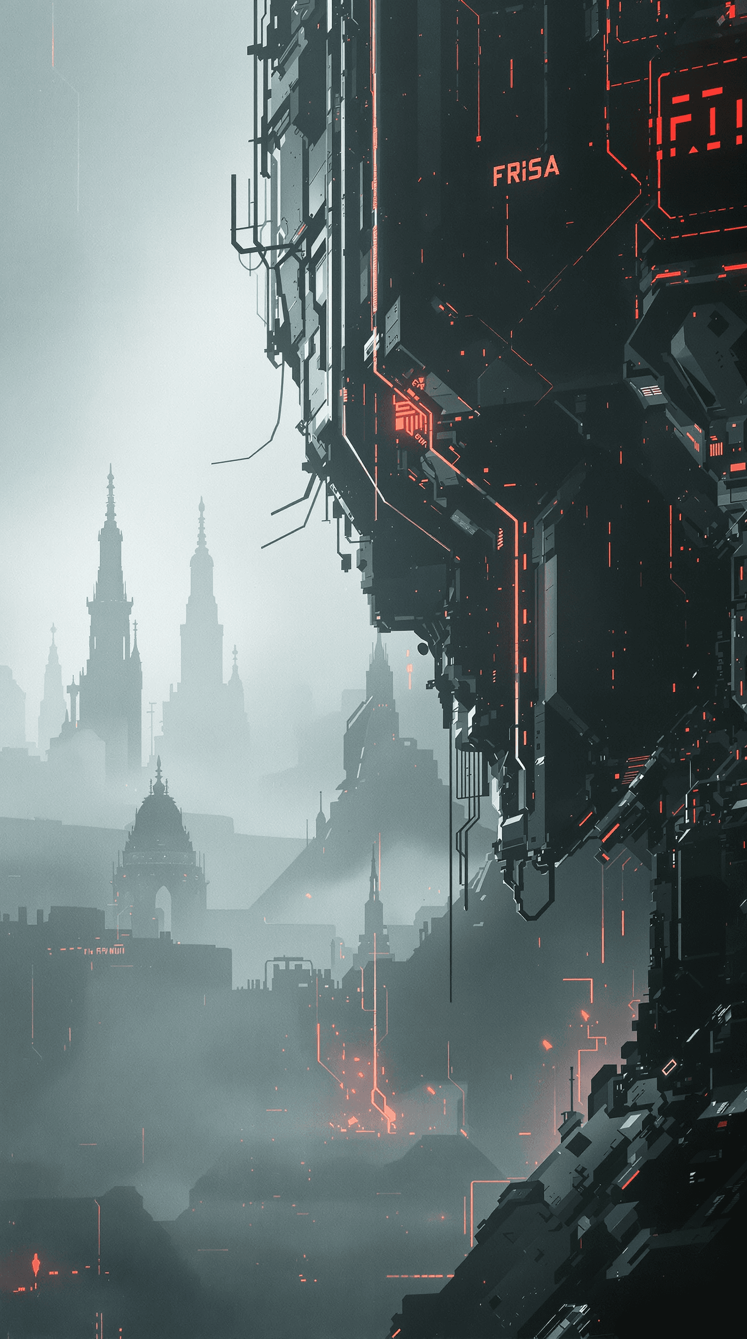 AI generated: Create an atmospheric, amazing futuristic dystopian image (in the style of the artist Joao Ruas:1.9)...