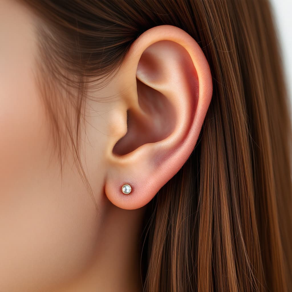 AI generated: A high-resolution close-up of a realistic right human ear, completely free of any jewelry or piercin...