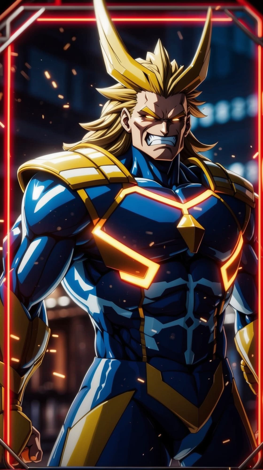 AI generated: A Shiny Rare (All Might) Japanese Card from 'MY HERO ACADEMIA' with elegant features in the style of...