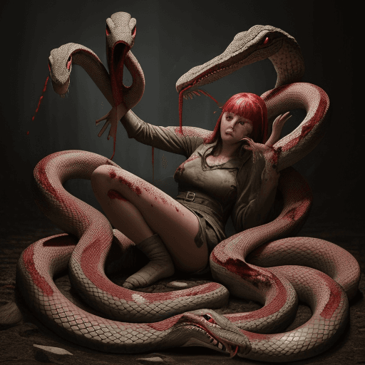 AI generated: 9 snakes blowing bloody feet