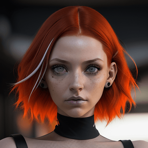 AI generated: Foto de una chica ultra realista, con cabello color pelirrojo, cabello corto, con 
 auriculares colo...