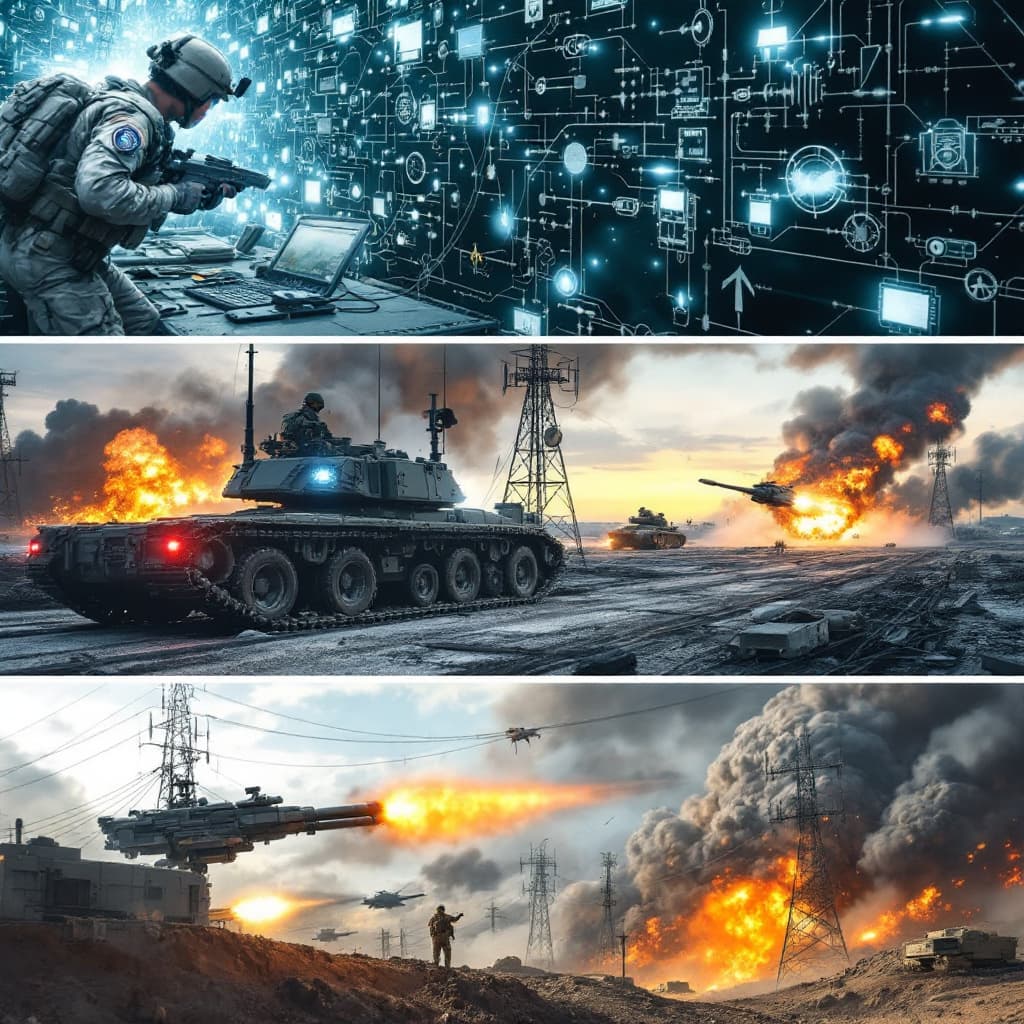 AI generated: I want the representation of 3 activities: electronic support (electromagnetic signal intelligence a...