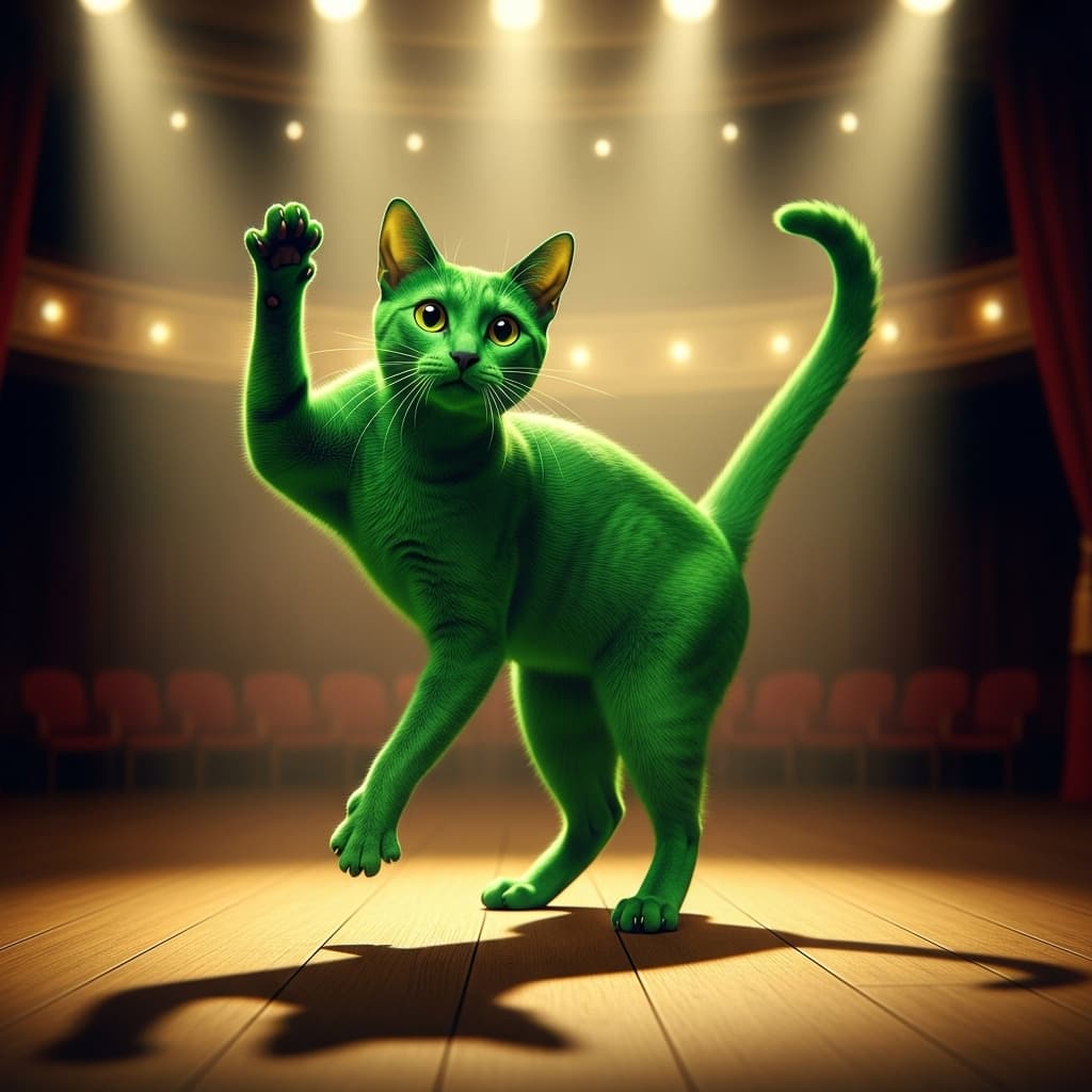 AI generated: un gato verde bailando