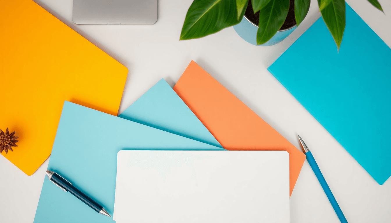 AI generated: A clean, visually appealing desktop setup featuring color-coded mail folders. The folders are neatly...