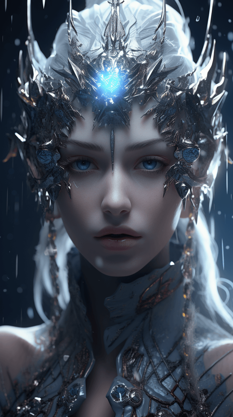 AI generated: icy, Goddess, Goddess of Death, detailing, facial detailing, ultra quality, cinematic lighting, perf...