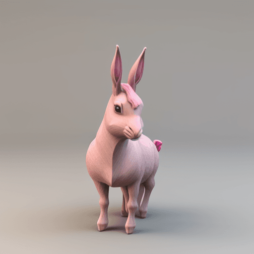 AI generated: un conejo color rosa con un caballo 3d