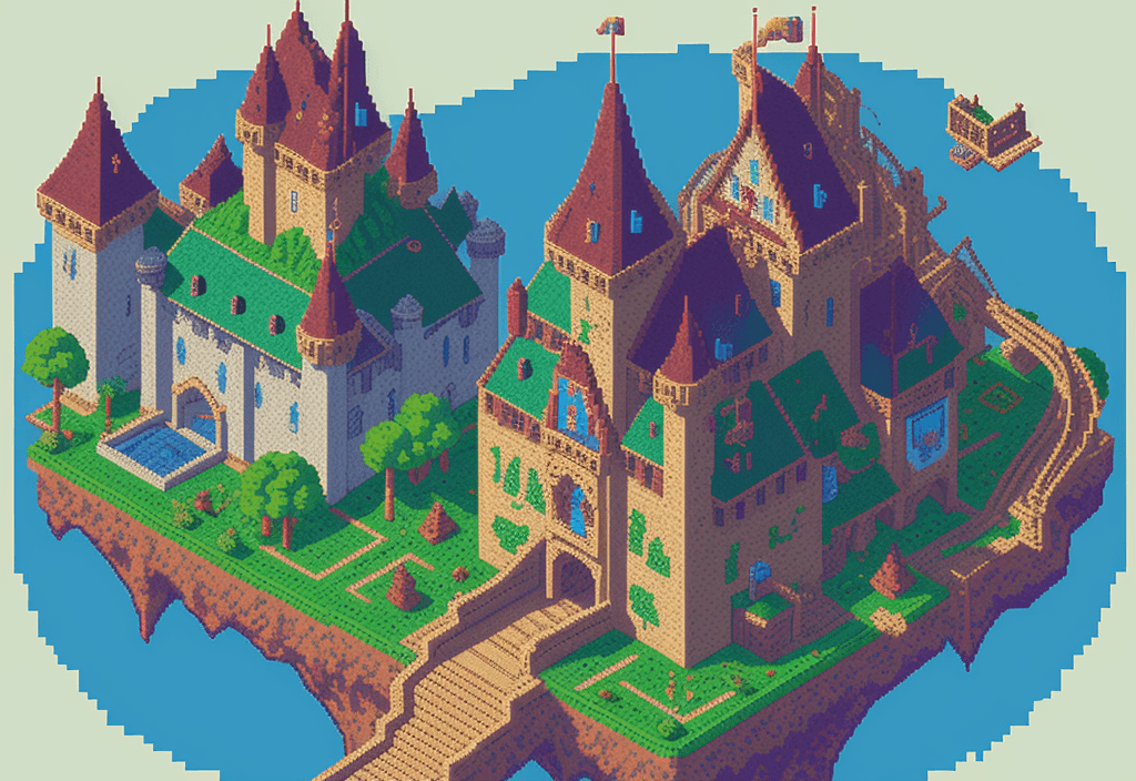 AI generated: 16 bit pixel art, fantasy castle for pixel game, hdr, SAI Pixel Art