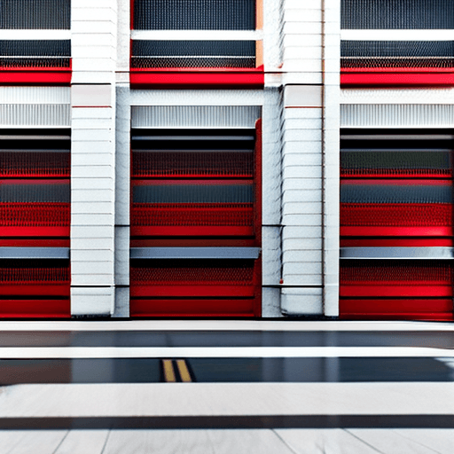 AI generated: architecture, martial arts gym, reception, red, white, golden and black colours, photorealism, high ...
