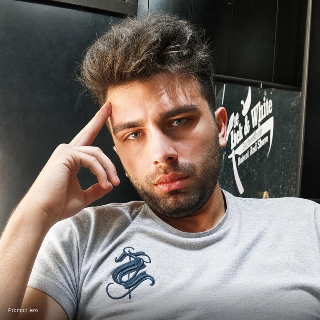 AI generated: Him, posing, handsome, selfie, hight quality