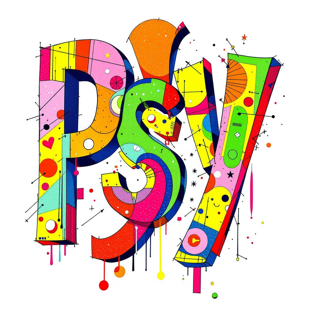 AI generated: the letter psy decorated in a complex deconstructivist style withbright colors. --v 5.1 --ar 1:1 --s...