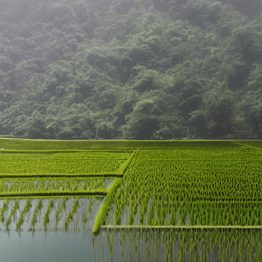 AI generated: RAW photo of a rice field landscape, clear water, (Instagram able), highly detailed, photorealistic,...