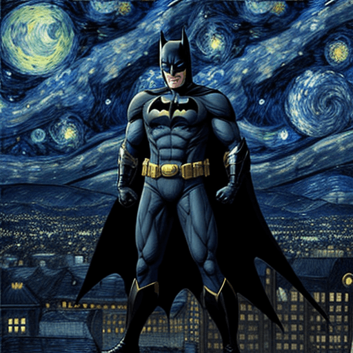 AI generated: Batman with a background of starry night
