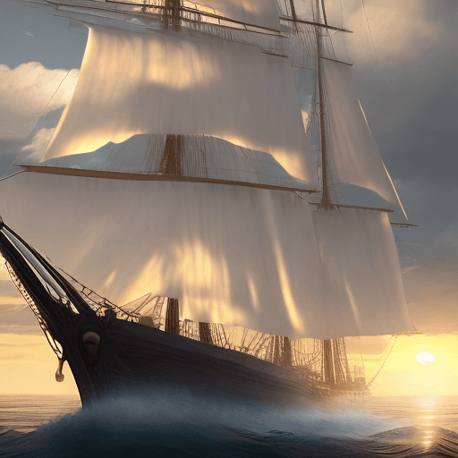 AI generated: Photo of a ultra realistic sailing ship, dramatic light, pale sunrise, cinematic lighting, battered,...