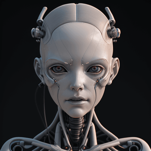 AI generated: complex 3d render ultra detailed of a beautiful porcelain alien girl head android face, cyborg, robo...