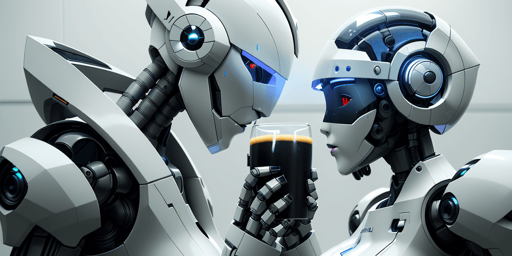 AI generated: a close up of a robot with a helmet on, cgsociety 4k”, unreal engine ; romantic theme, trend on beha...