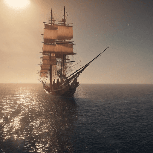 AI generated: photo of a ultra realistic sailing ship, dramatic light, pale sunrise, cinematic lighting, battered,...