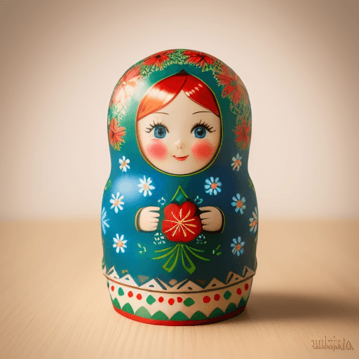 AI generated: Create an image of a traditional Russian matryoshka doll. The doll should have a wooden texture and ...