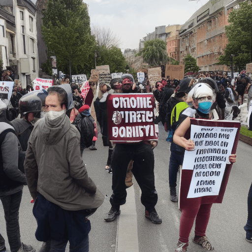 AI generated: Protesters on street 