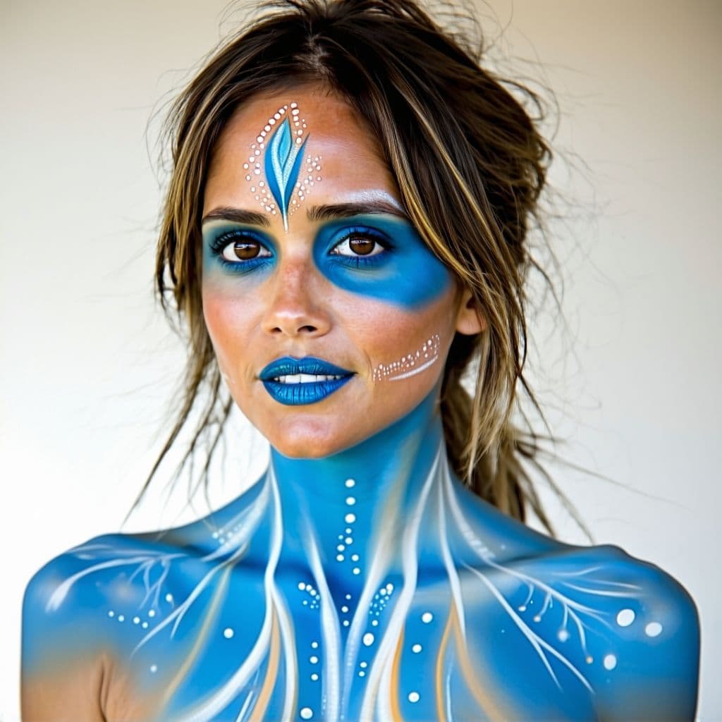 AI generated: Jessica Alba in  body painting 