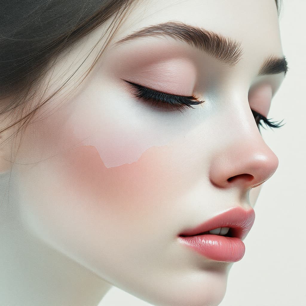 AI generated: An artistic rendering of lady's face with missing negative parts of the face, color blending into a ...